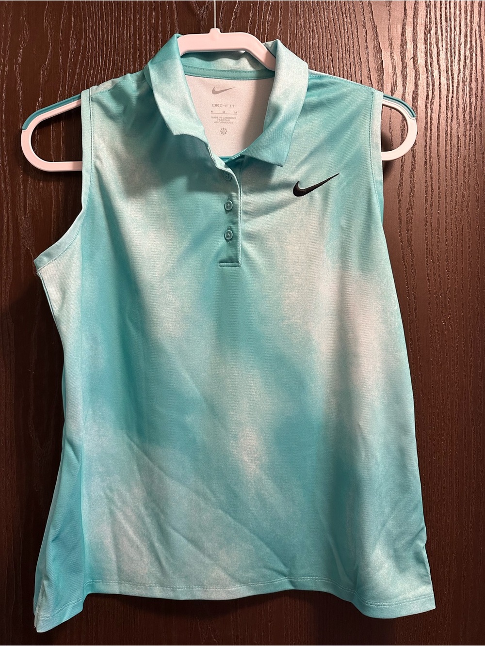 Nike Women's Sleeveless Polo Tank Top in Aqua Teal with Black Swoosh